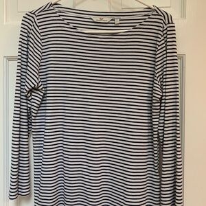 Vineyard Vines Long sleeve cotton tee in Navy/White